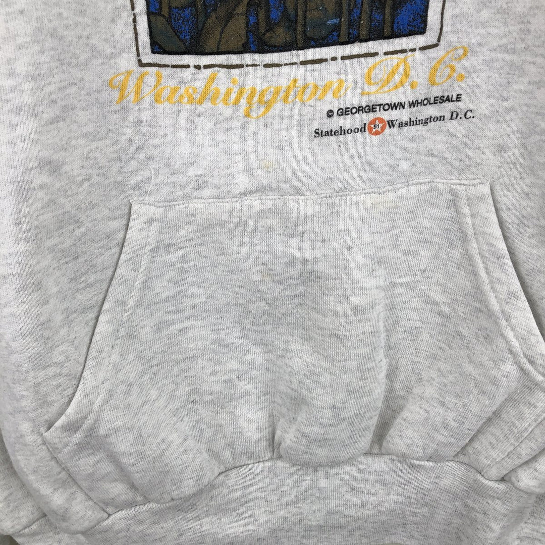 ACTIVE IMAGE Floral Print Sweatshirt Pullover Hoodie, Made in USA, Men's Size XL (Equivalent), Vintage polyester gray type Vintage Second Hand