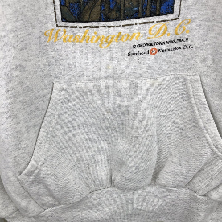ACTIVE IMAGE Floral Print Sweatshirt Pullover Hoodie, Made in USA, Men's Size XL (Equivalent), Vintage polyester gray type Vintage Second Hand
