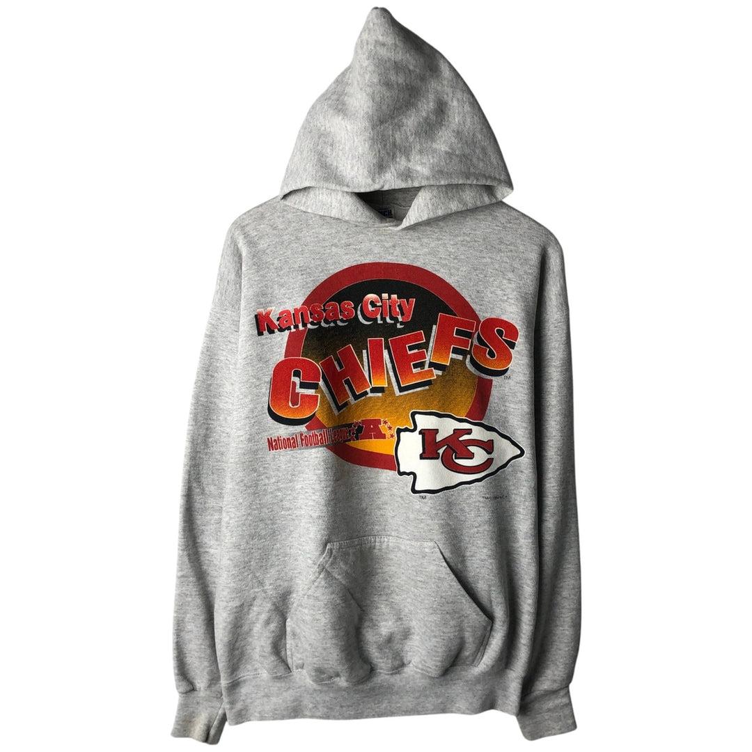 TRENCH ULTRA NFL KANSAS CITY CHIEFS Half-Zip Sweatshirt Hoodie, Made in USA, Men's XL (approx.) cotton gray type Vintage Second Hand
