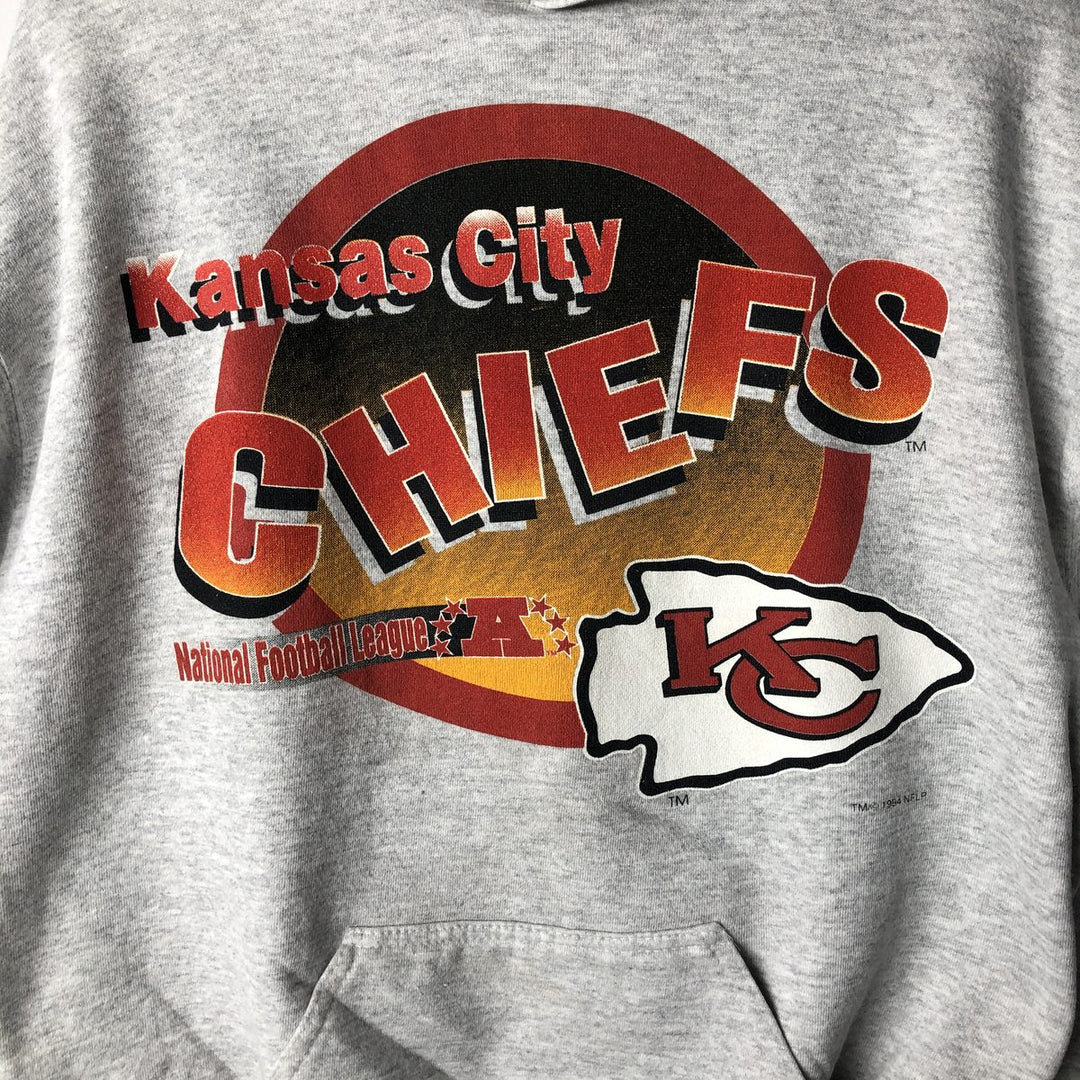TRENCH ULTRA NFL KANSAS CITY CHIEFS Half-Zip Sweatshirt Hoodie, Made in USA, Men's XL (approx.) cotton gray type Vintage Second Hand
