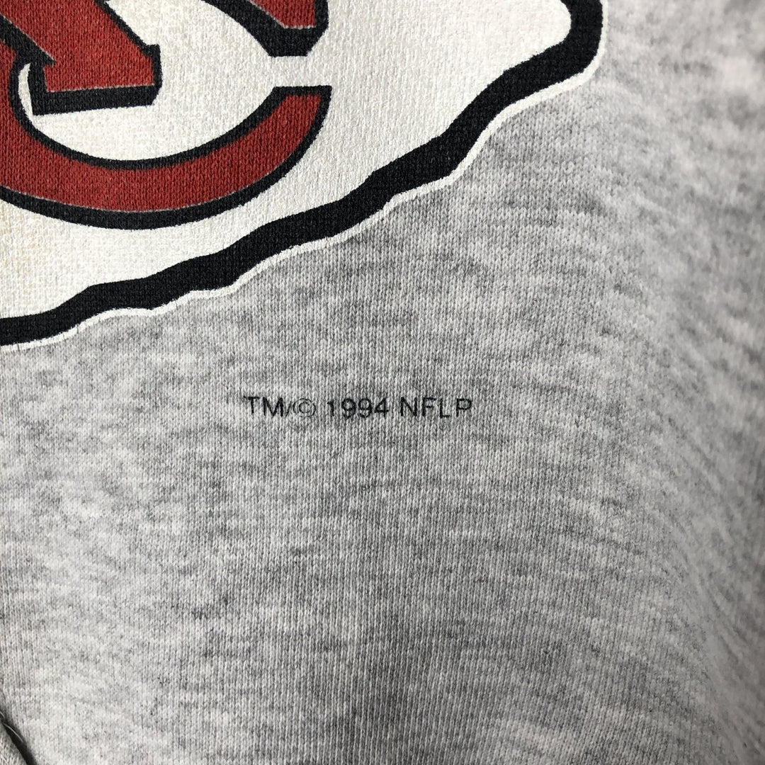 TRENCH ULTRA NFL KANSAS CITY CHIEFS Half-Zip Sweatshirt Hoodie, Made in USA, Men's XL (approx.) cotton gray type Vintage Second Hand