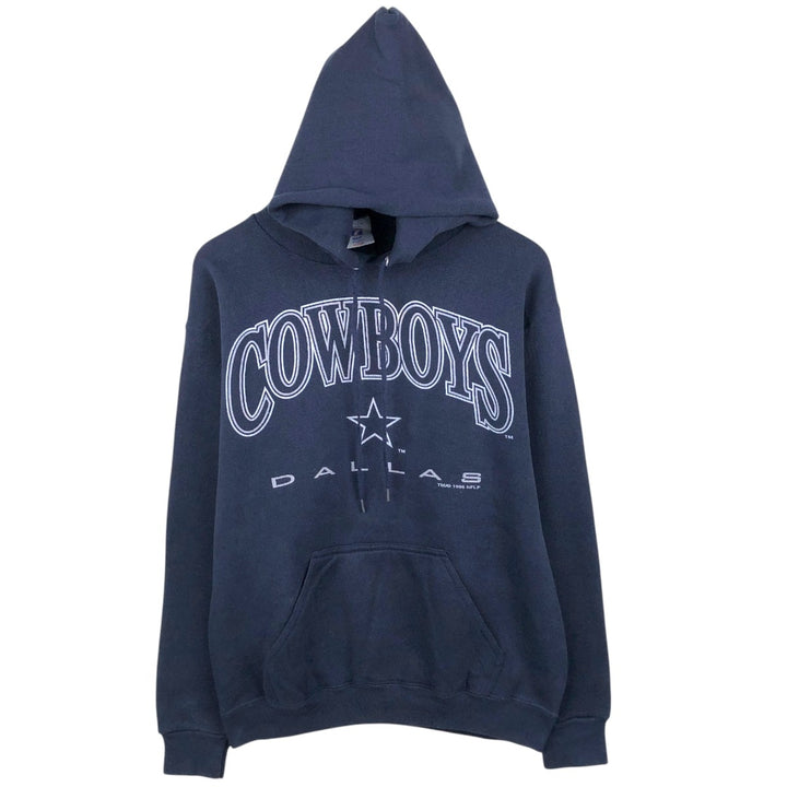 90'S LOGO 7 HEAVY WEIGHT NFL Dallas Cowboys Sweatshirt Pullover Hoodie, Made in USA, Men's Size M (Equivalent), Vintage cotton navy blue type Vintage Second Hand