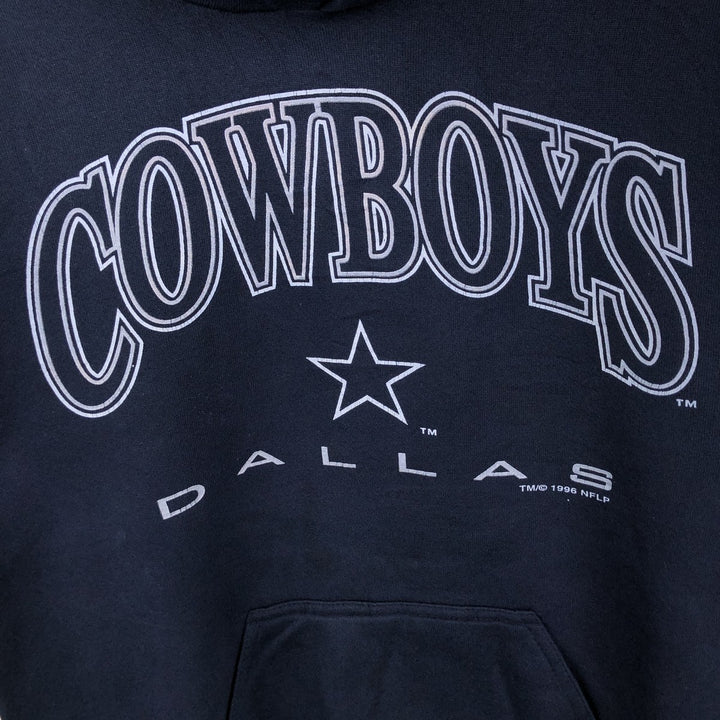 90'S LOGO 7 HEAVY WEIGHT NFL Dallas Cowboys Sweatshirt Pullover Hoodie, Made in USA, Men's Size M (Equivalent), Vintage cotton navy blue type Vintage Second Hand