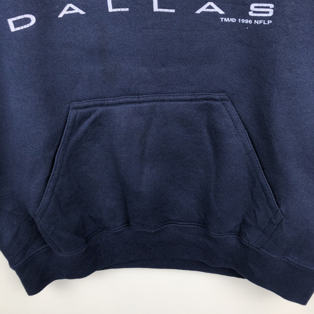 90'S LOGO 7 HEAVY WEIGHT NFL Dallas Cowboys Sweatshirt Pullover Hoodie, Made in USA, Men's Size M (Equivalent), Vintage cotton navy blue type Vintage Second Hand