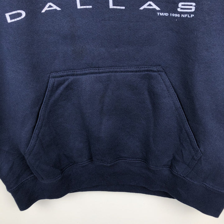 90'S LOGO 7 HEAVY WEIGHT NFL Dallas Cowboys Sweatshirt Pullover Hoodie, Made in USA, Men's Size M (Equivalent), Vintage cotton navy blue type Vintage Second Hand