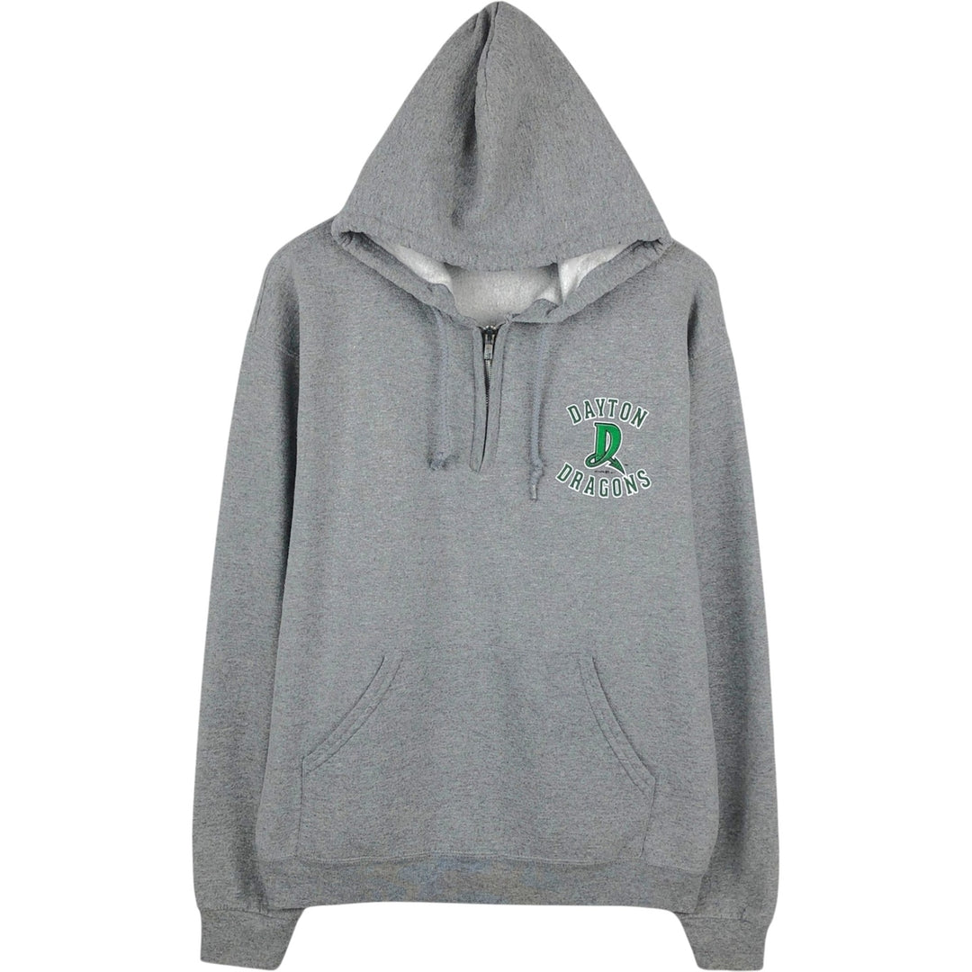 Jerzees Sweat Half-Zip Hoodie, Men's Size L (approx.) cotton gray type Vintage Second Hand