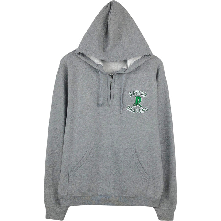Jerzees Sweat Half-Zip Hoodie, Men's Size L (approx.) cotton gray type Vintage Second Hand