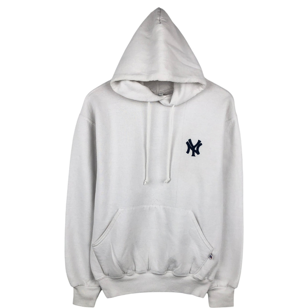 90'S Russell MLB New York Yankees Sweatshirt Pullover Hoodie, Men's Size M (Equivalent), Vintage cotton white type Vintage Second Hand
