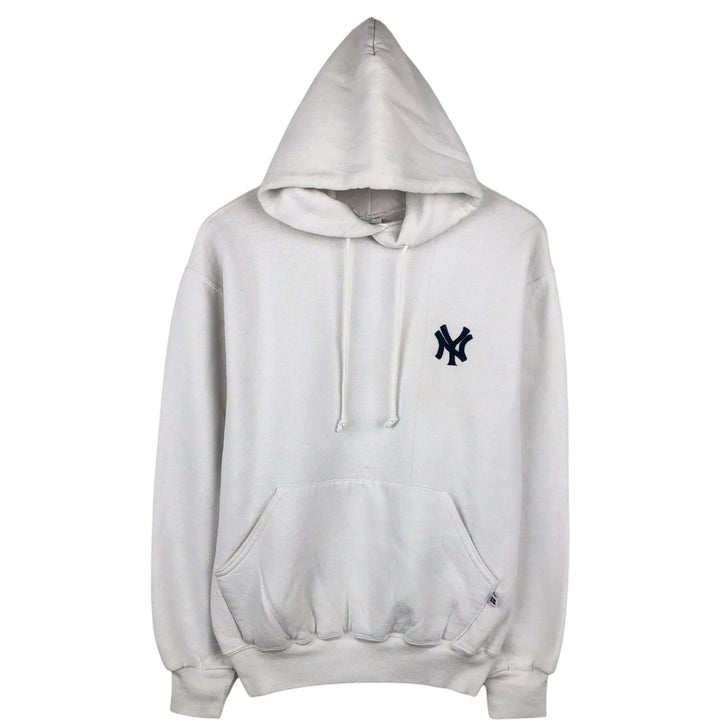 90'S Russell MLB New York Yankees Sweatshirt Pullover Hoodie, Men's Size M (Equivalent), Vintage cotton white type Vintage Second Hand