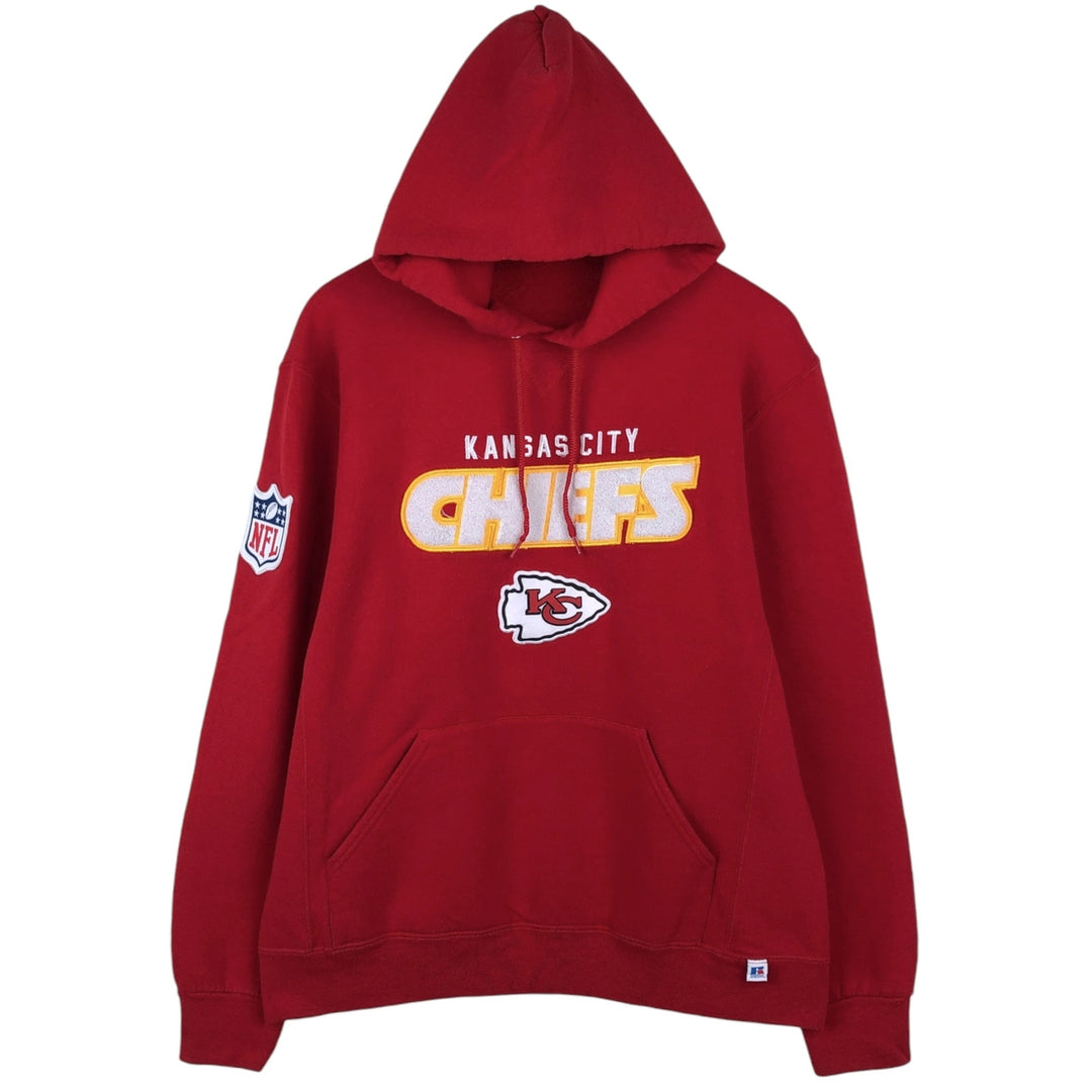90'S Russell NFL Kansas City Chiefs Sweatshirt Pullover Hoodie, Men's Size L (approx.), Vintage cotton red type Vintage Second Hand