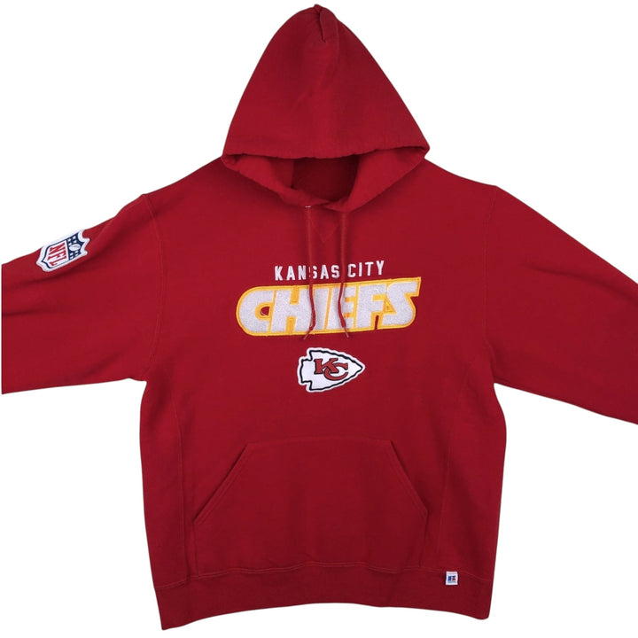90'S Russell NFL Kansas City Chiefs Sweatshirt Pullover Hoodie, Men's Size L (approx.), Vintage cotton red type Vintage Second Hand