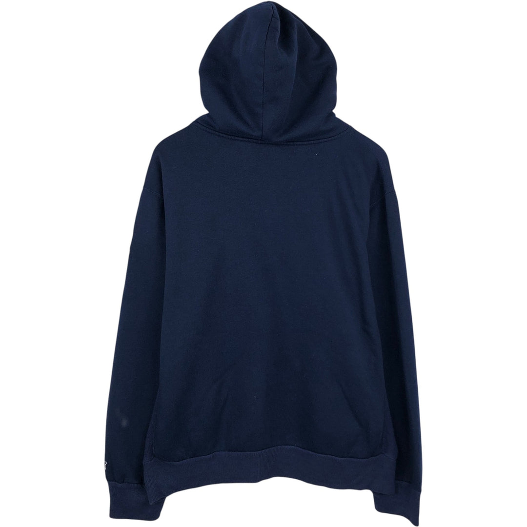 Starter NFL Dallas Cowboys Half-Button Sweatshirt Hoodie (Men's Size L) polyester navy blue type Vintage Second Hand