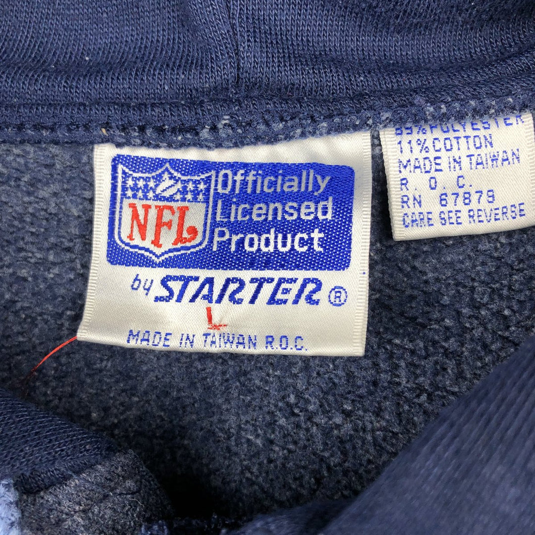 Starter NFL Dallas Cowboys Half-Button Sweatshirt Hoodie (Men's Size L) polyester navy blue type Vintage Second Hand