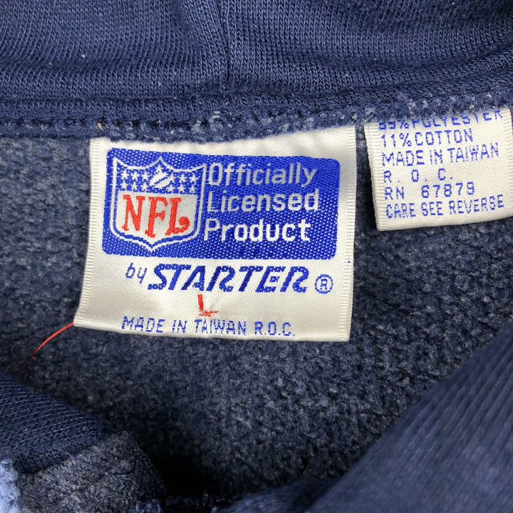 Starter NFL Dallas Cowboys Half-Button Sweatshirt Hoodie (Men's Size L) polyester navy blue type Vintage Second Hand