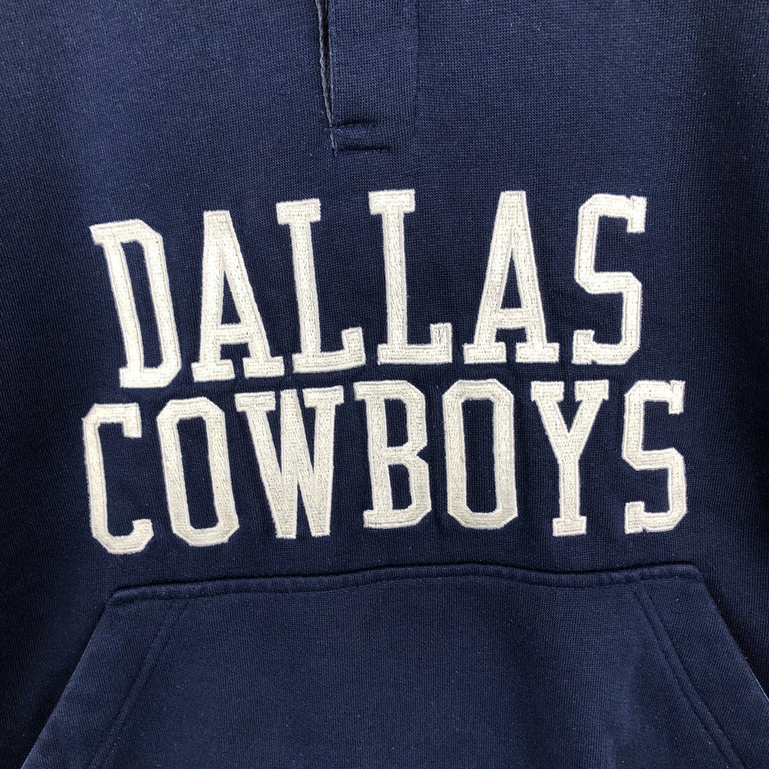 Starter NFL Dallas Cowboys Half-Button Sweatshirt Hoodie (Men's Size L) polyester navy blue type Vintage Second Hand