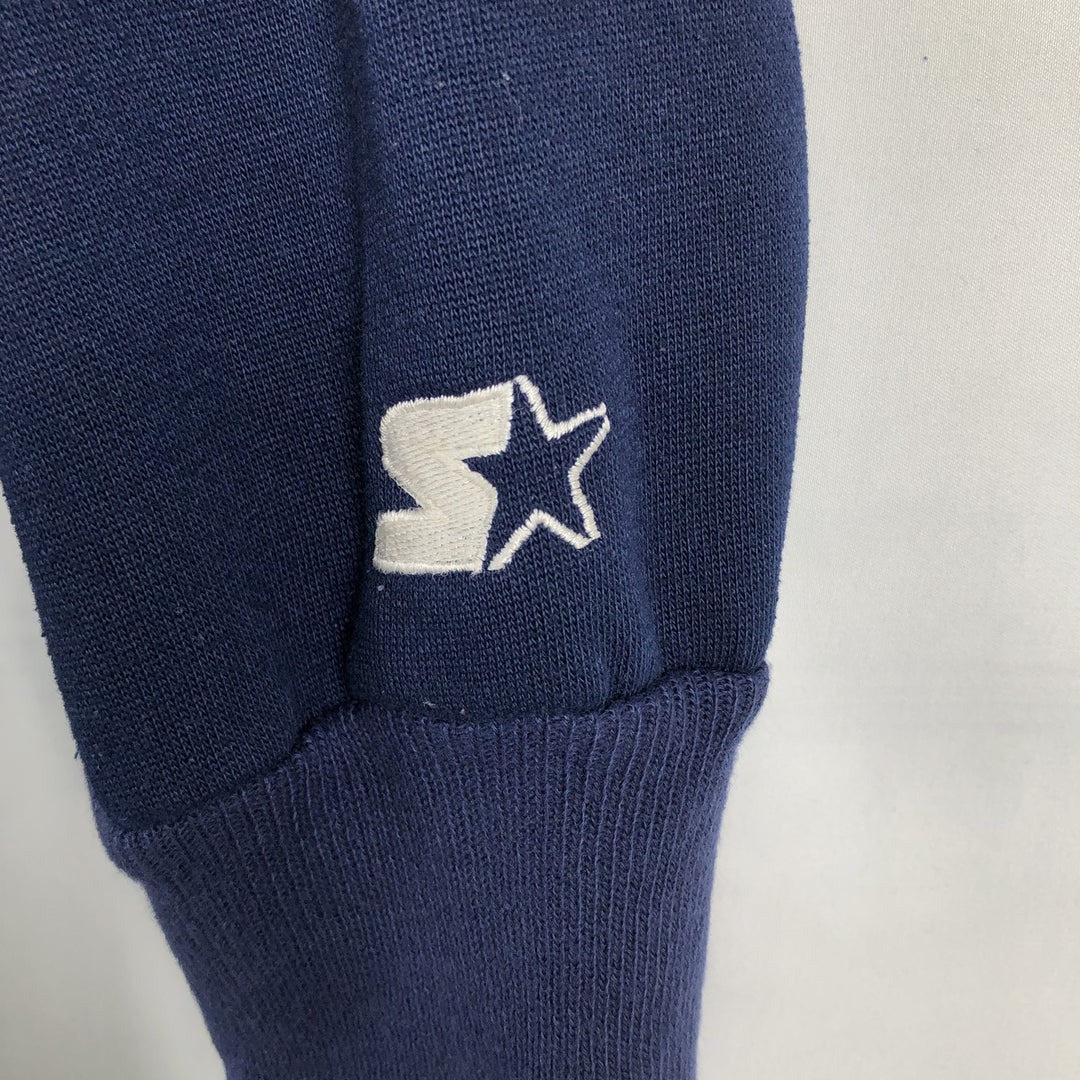 Starter NFL Dallas Cowboys Half-Button Sweatshirt Hoodie (Men's Size L) polyester navy blue type Vintage Second Hand