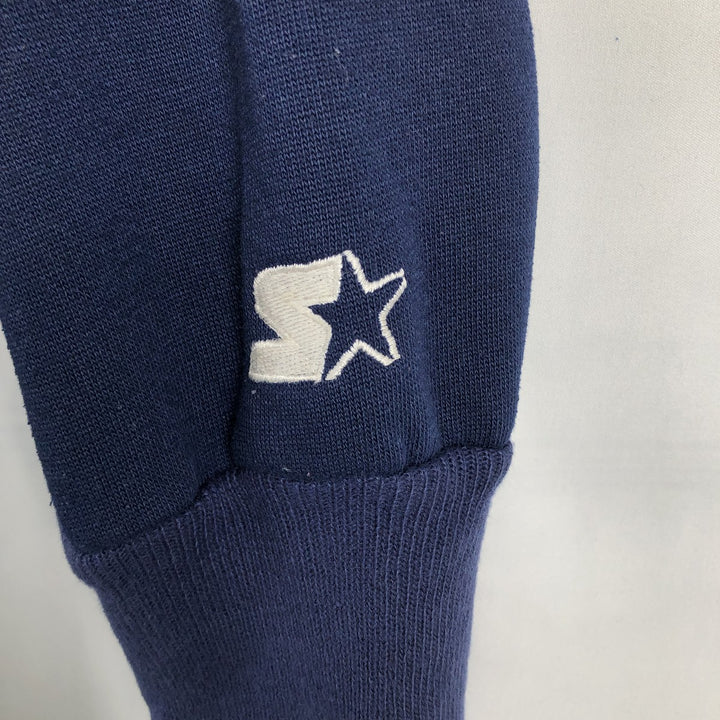 Starter NFL Dallas Cowboys Half-Button Sweatshirt Hoodie (Men's Size L) polyester navy blue type Vintage Second Hand