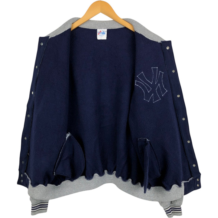 90'S Majestic MLB New York Yankees varsity jacket/award jacket, made in USA, men's size L equivalent. cotton navy blue type Vintage Second Hand