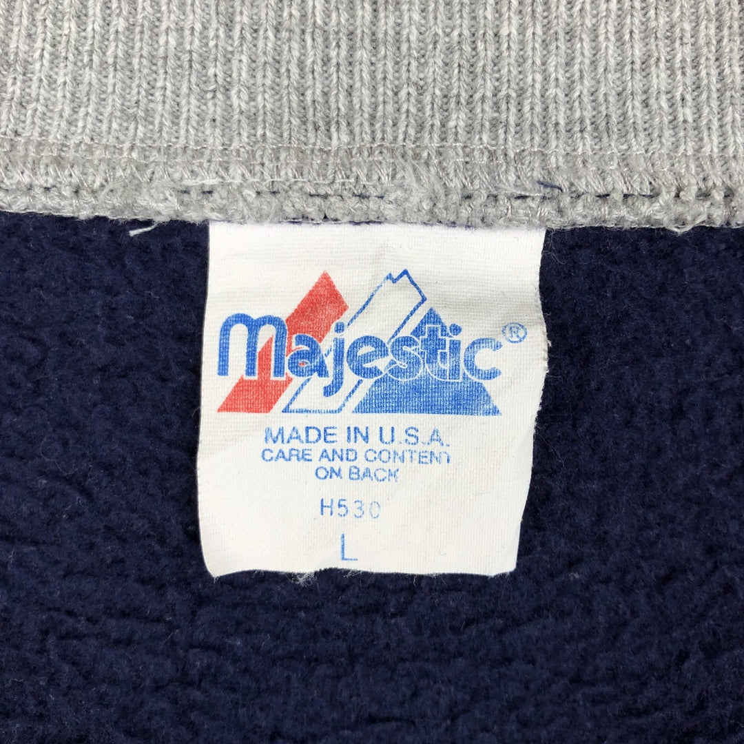 90'S Majestic MLB New York Yankees varsity jacket/award jacket, made in USA, men's size L equivalent. cotton navy blue type Vintage Second Hand