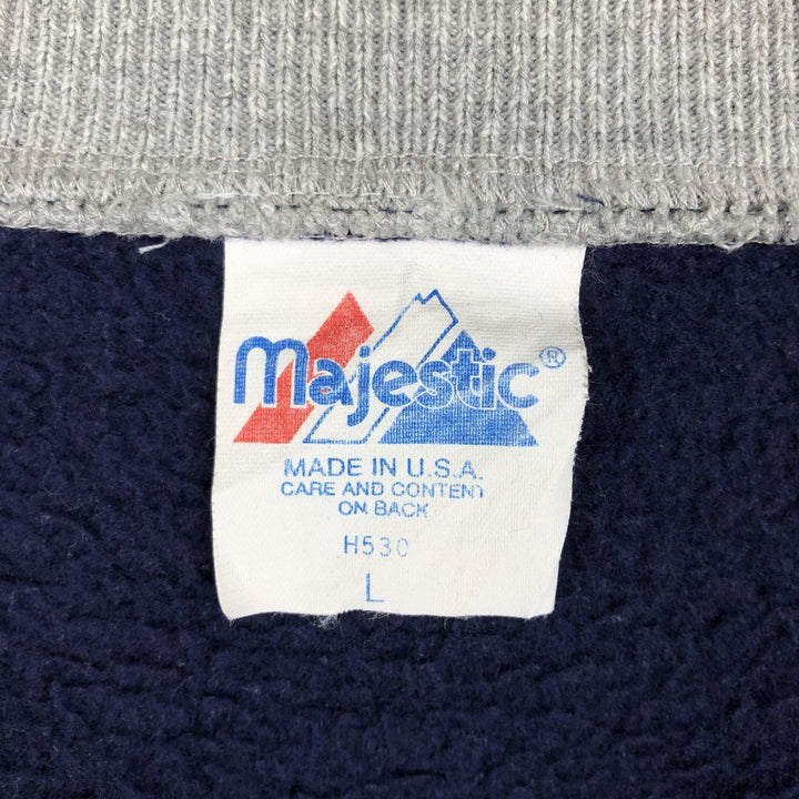 90'S Majestic MLB New York Yankees varsity jacket/award jacket, made in USA, men's size L equivalent. cotton navy blue type Vintage Second Hand
