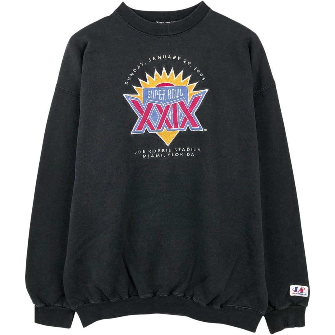 90'S LOGO ATHLETIC SUPER BOWL XXIX Super Bowl Sweatshirt, Made in USA, Men's Size L (Equivalent), Vintage cotton black type Vintage Second Hand