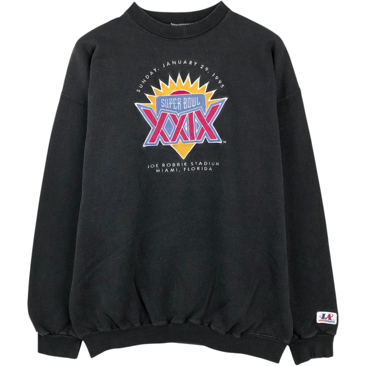 90'S LOGO ATHLETIC SUPER BOWL XXIX Super Bowl Sweatshirt, Made in USA, Men's Size L (Equivalent), Vintage cotton black type Vintage Second Hand