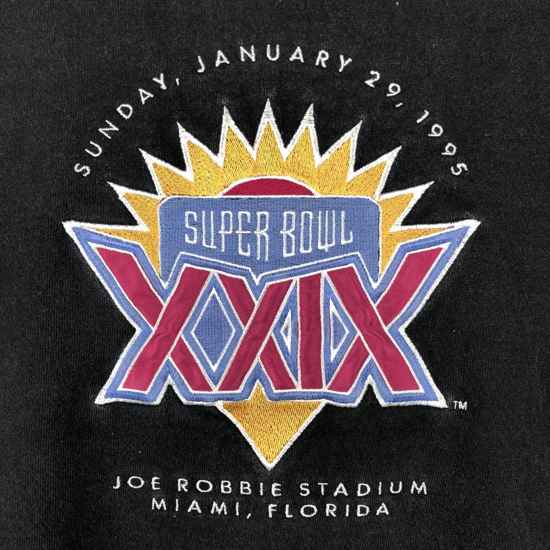 90'S LOGO ATHLETIC SUPER BOWL XXIX Super Bowl Sweatshirt, Made in USA, Men's Size L (Equivalent), Vintage cotton black type Vintage Second Hand