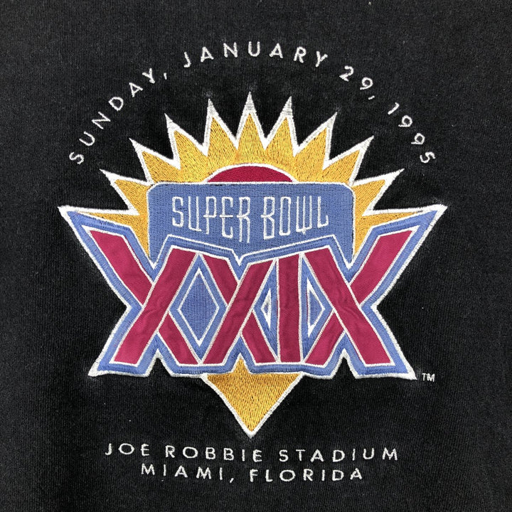 90'S LOGO ATHLETIC SUPER BOWL XXIX Super Bowl Sweatshirt, Made in USA, Men's Size L (Equivalent), Vintage cotton black type Vintage Second Hand