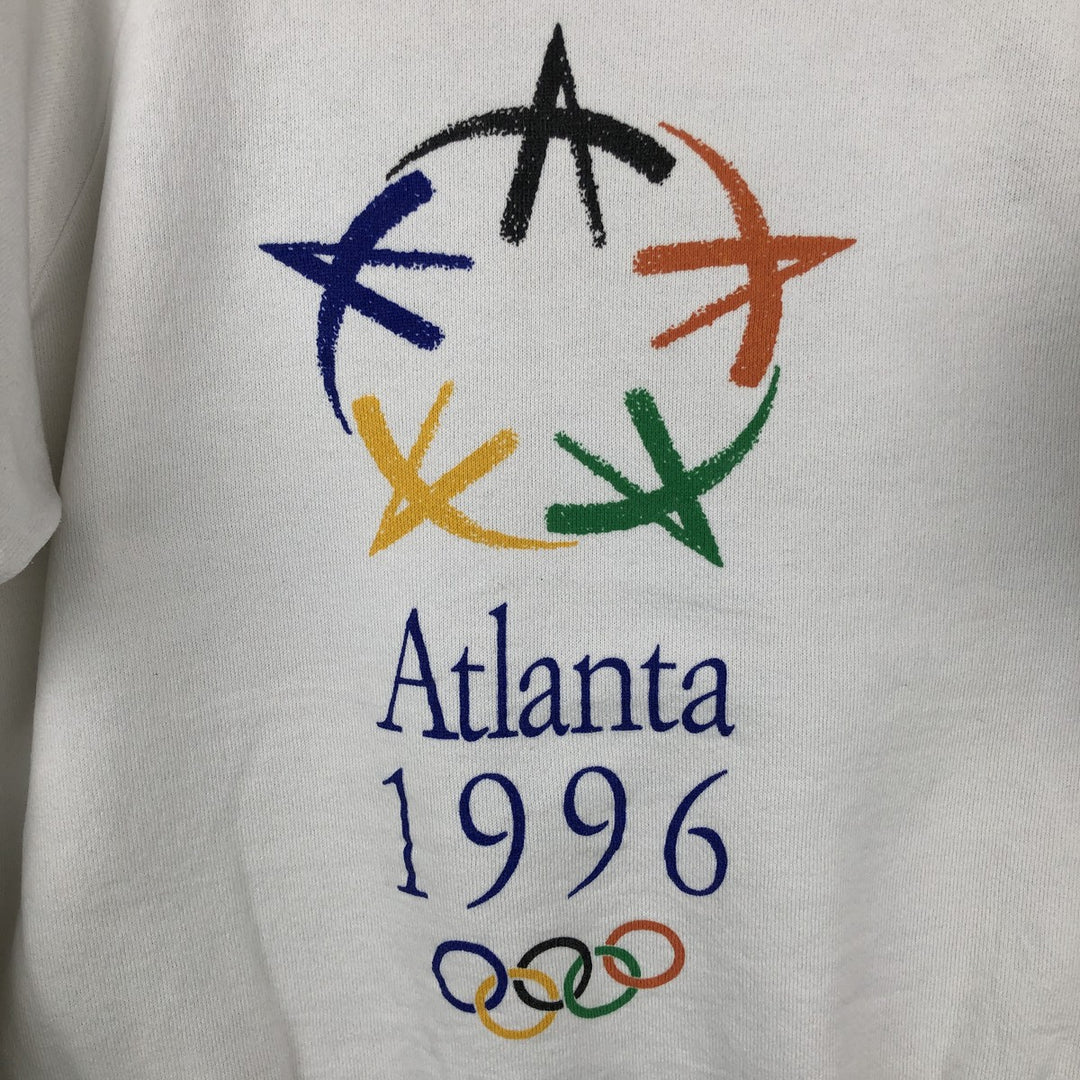 90'S ONITA Atlanta Olympics 1996 Print Sweatshirt, Made in USA, Men's Size M (approx.), Vintage polyester white type Vintage Second Hand