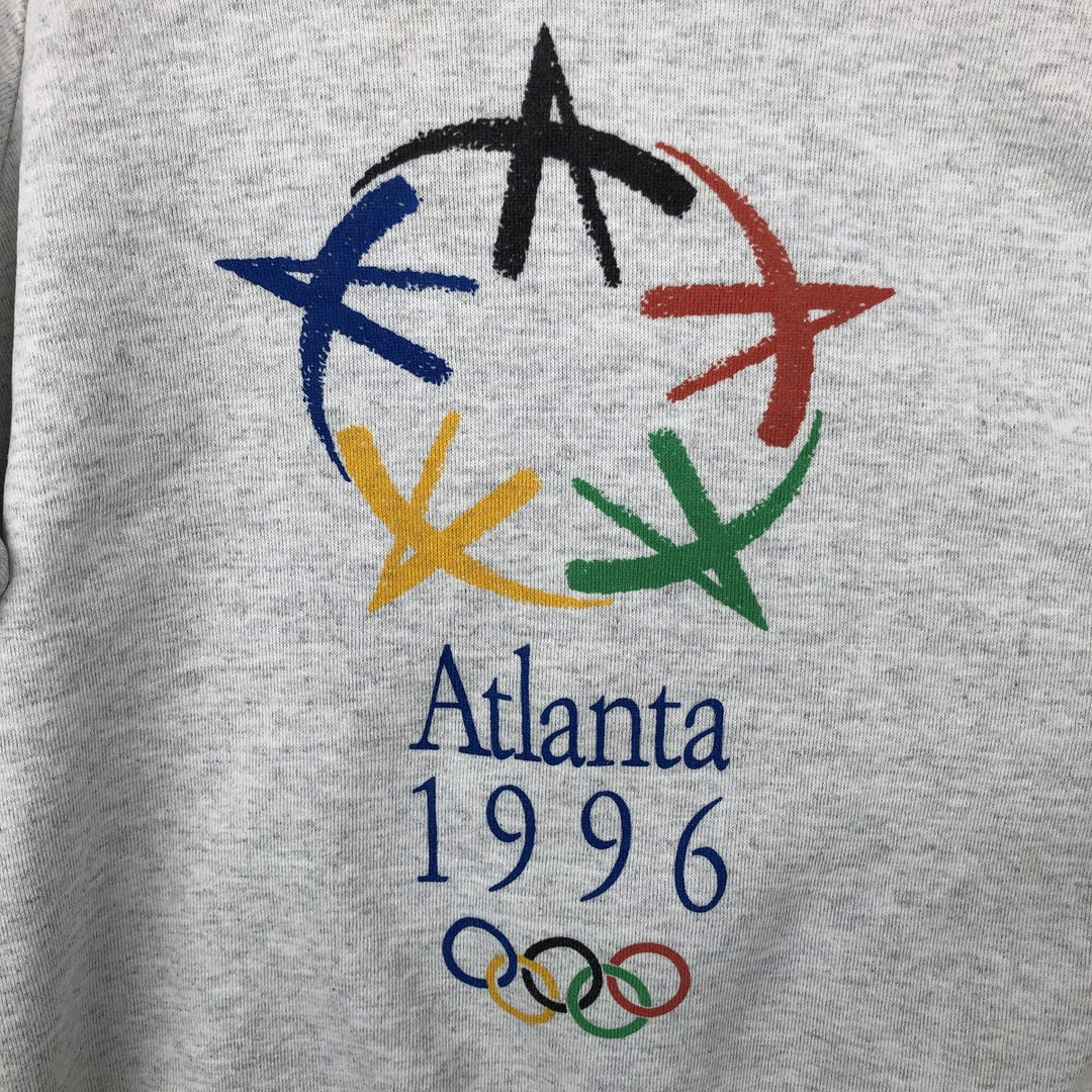 90'S ONITA Atlanta Olympics 1996 Print Sweatshirt, Made in USA, Men's Size L (approx.), Vintage polyester gray type Vintage Second Hand