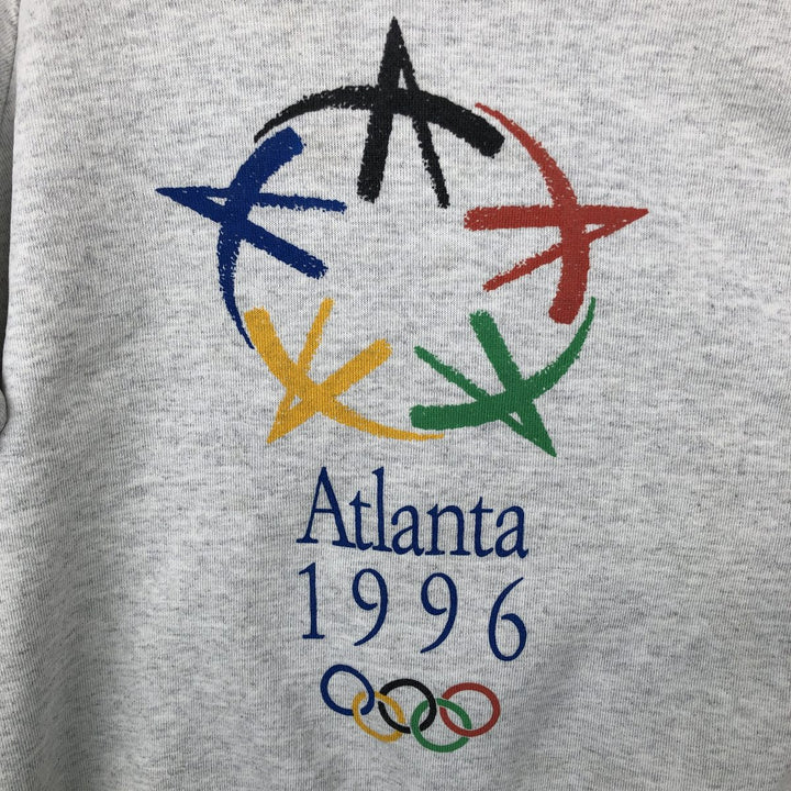 90'S ONITA Atlanta Olympics 1996 Print Sweatshirt, Made in USA, Men's Size L (approx.), Vintage polyester gray type Vintage Second Hand