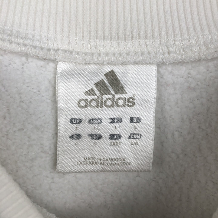 00'S Adidas logo sweatshirt, men's size L cotton white type Vintage Second Hand