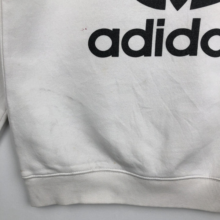 Adidas logo sweatshirt, men's size S cotton white type Vintage Second Hand