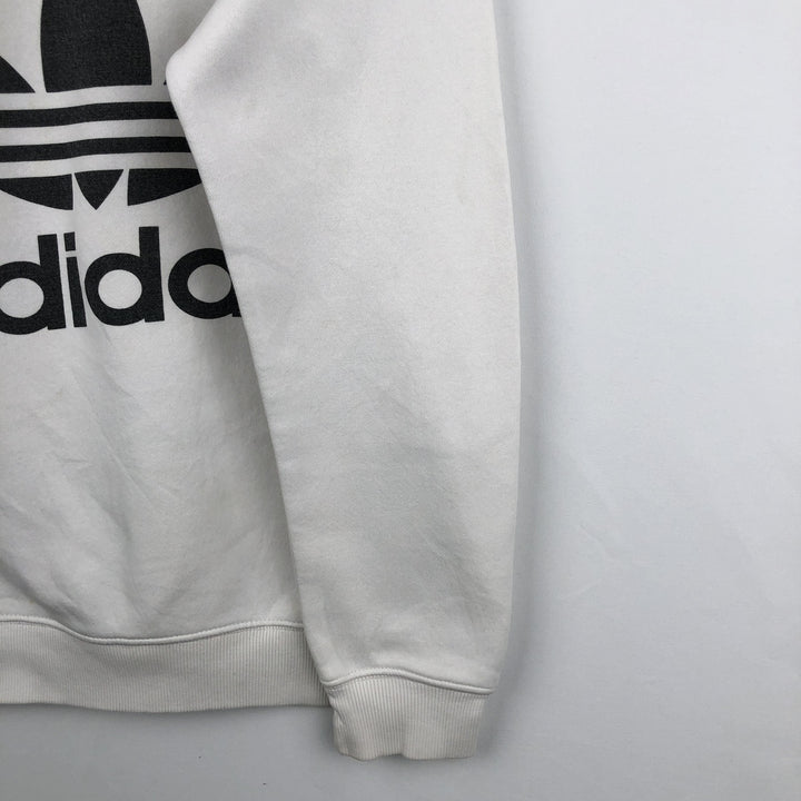 Adidas logo sweatshirt, men's size S cotton white type Vintage Second Hand