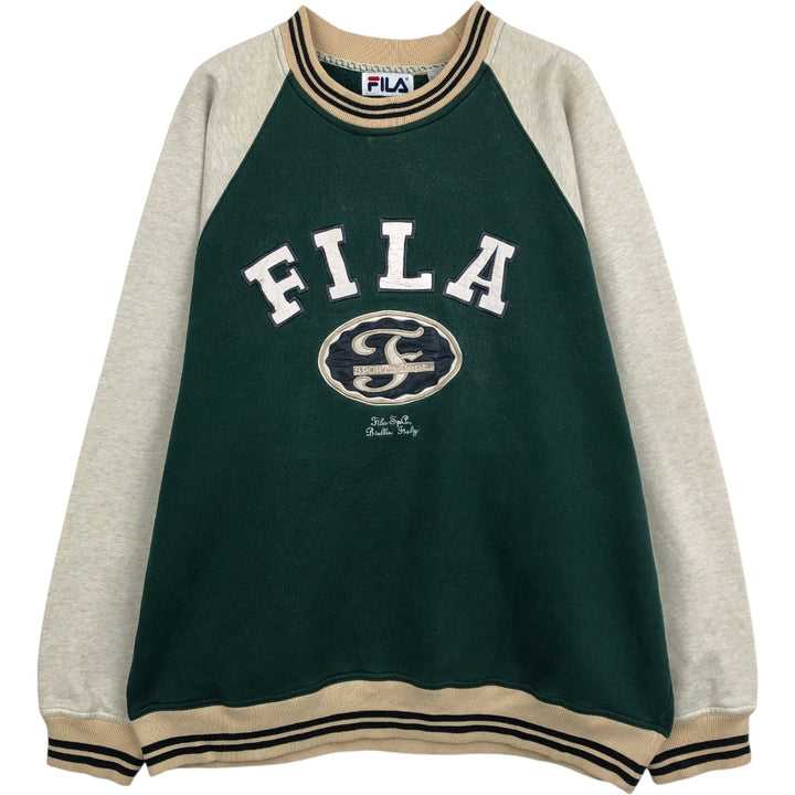 90'S FILA Logo Sweatshirt, Men's XXL equivalent, Vintage cotton green type Vintage Second Hand