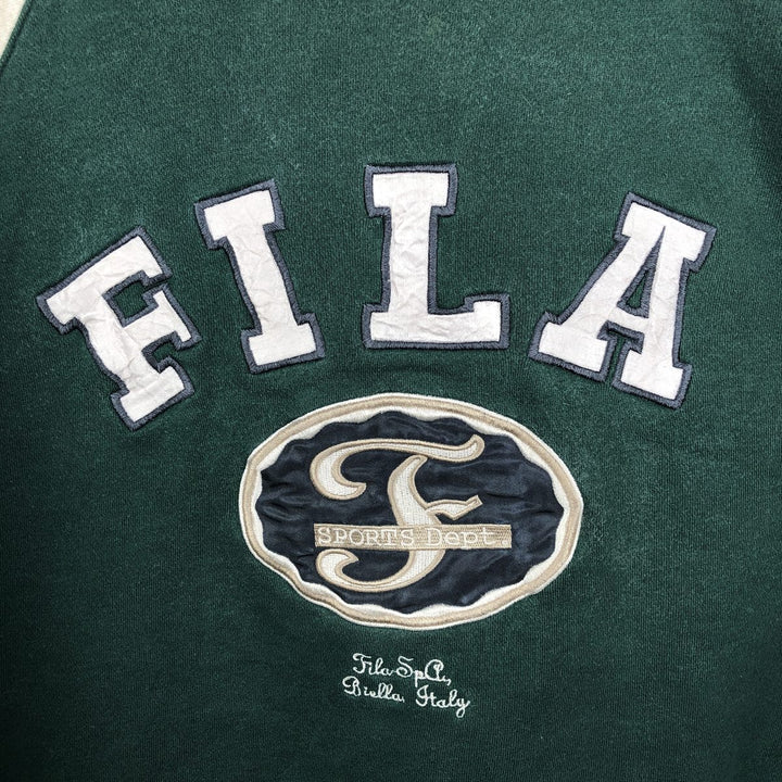 90'S FILA Logo Sweatshirt, Men's XXL equivalent, Vintage cotton green type Vintage Second Hand