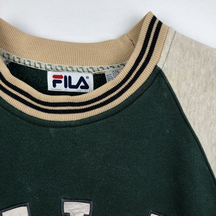 90'S FILA Logo Sweatshirt, Men's XXL equivalent, Vintage cotton green type Vintage Second Hand
