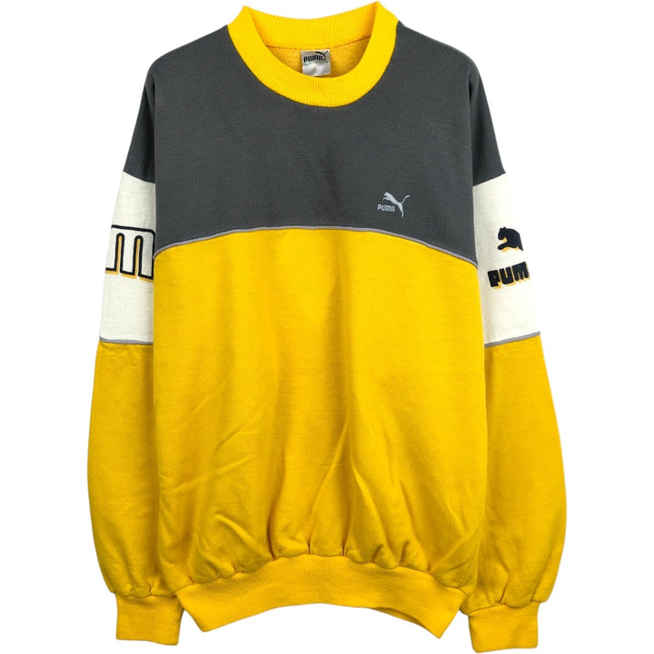 80s-90'S Puma Logo Sweatshirt, Men's Size XL (approx.), Vintage unclear yellow type Vintage Second Hand
