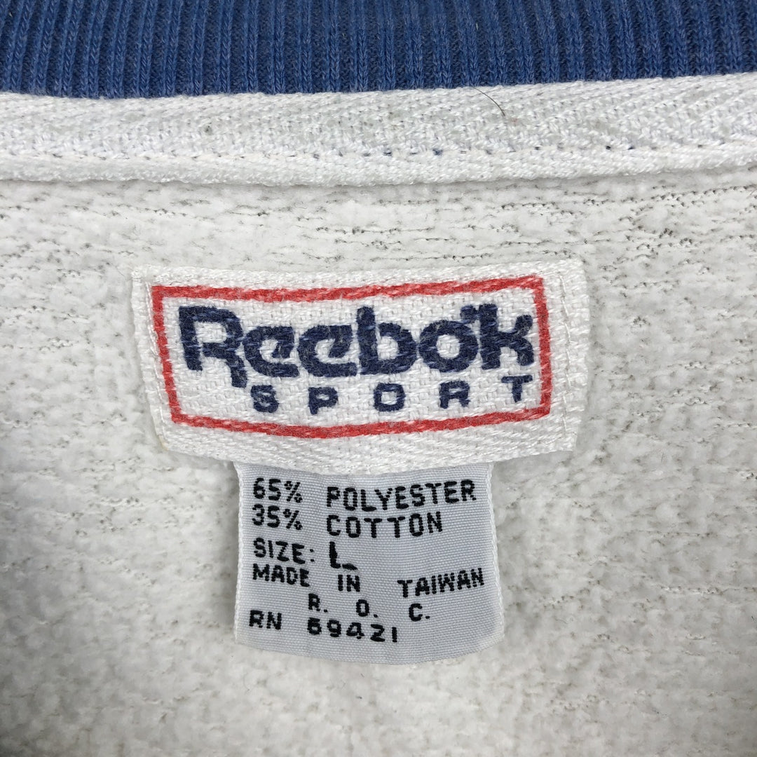 80'S Reebok All-Over Print Logo Sweatshirt, Men's Size L (approx.), Vintage polyester white type Vintage Second Hand