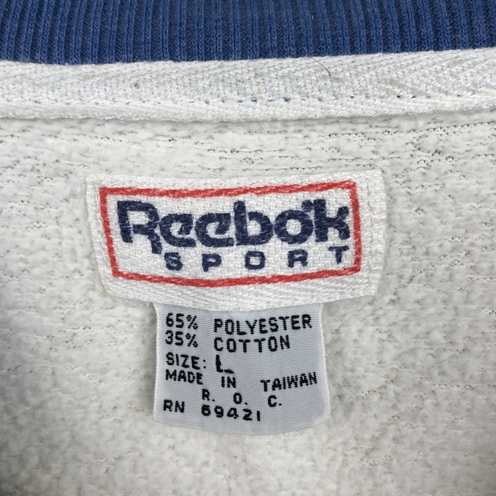 80'S Reebok All-Over Print Logo Sweatshirt, Men's Size L (approx.), Vintage polyester white type Vintage Second Hand