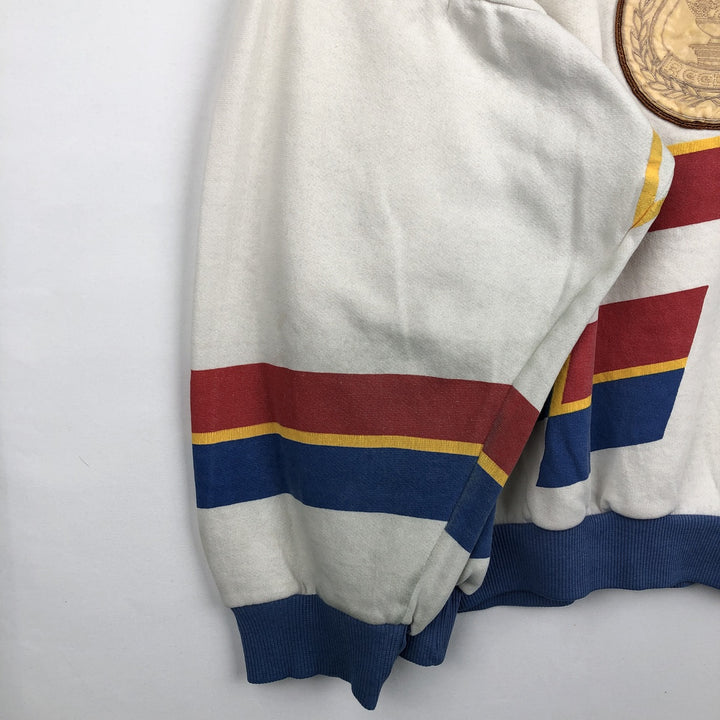 80'S Reebok All-Over Print Logo Sweatshirt, Men's Size L (approx.), Vintage polyester white type Vintage Second Hand