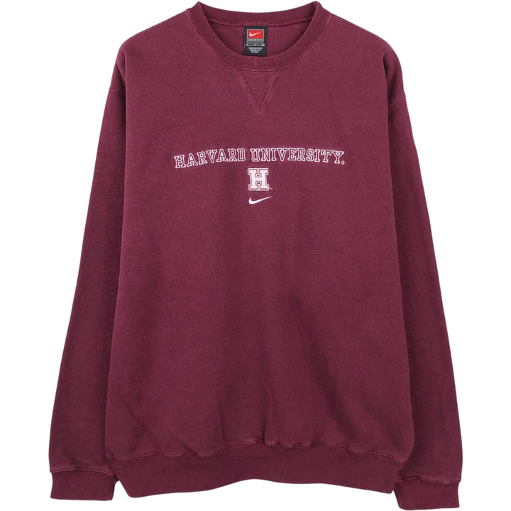 ~2000'S Nike TEAM HARVARD Harvard University Center Logo College Sweatshirt (Men's Size L) cotton wine-red Vintage Second Hand