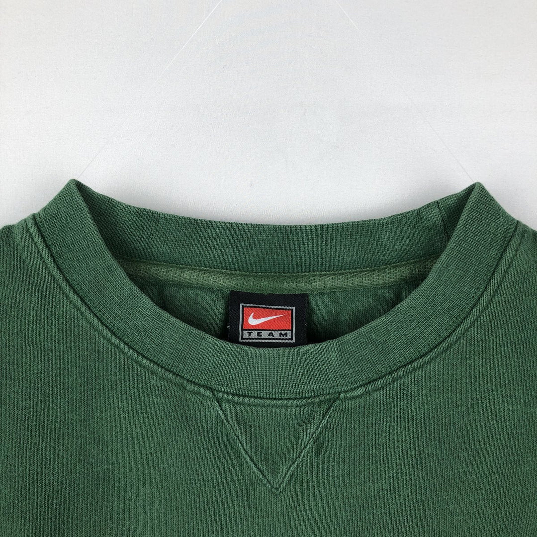 ~2000'S Nike TEAM MICHIGAN STATE Michigan State University Center Logo College Sweatshirt (Men's Size M) cotton green type Vintage Second Hand