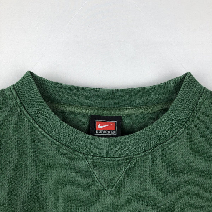 ~2000'S Nike TEAM MICHIGAN STATE Michigan State University Center Logo College Sweatshirt (Men's Size M) cotton green type Vintage Second Hand