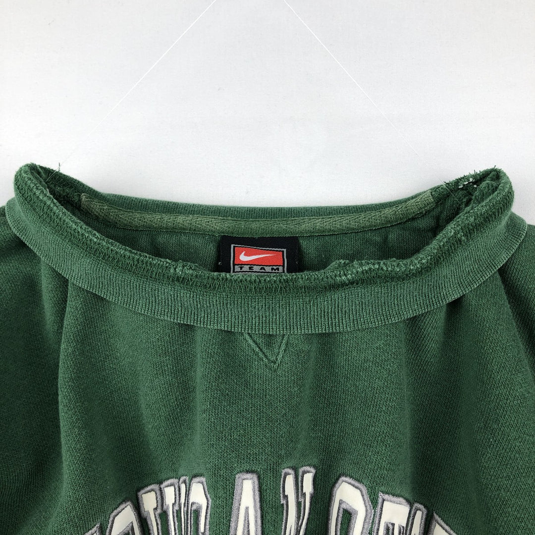 ~2000'S Nike TEAM MICHIGAN STATE Michigan State University Center Logo College Sweatshirt (Men's Size M) cotton green type Vintage Second Hand