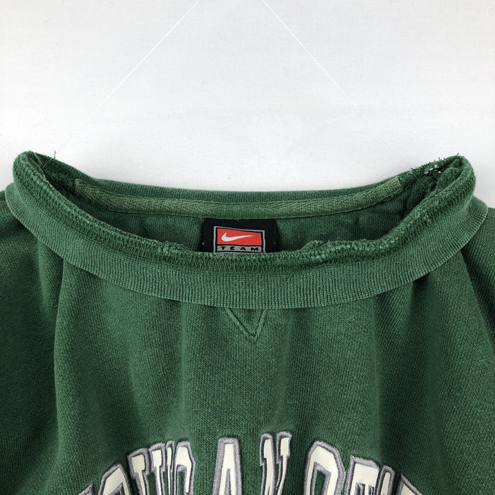 ~2000'S Nike TEAM MICHIGAN STATE Michigan State University Center Logo College Sweatshirt (Men's Size M) cotton green type Vintage Second Hand