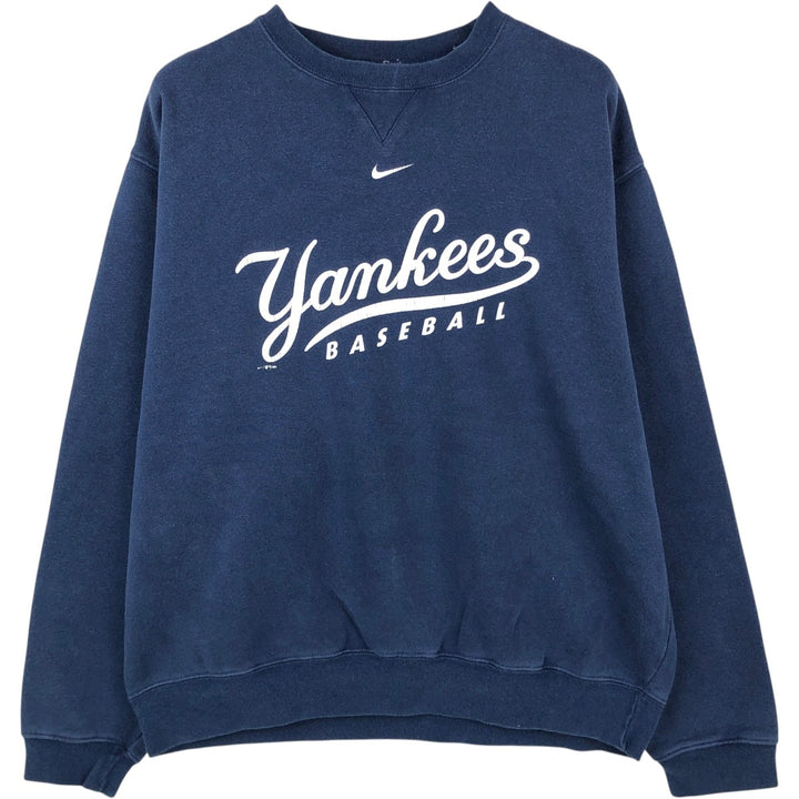 2000'S Nike TEAM MLB NEW YORK YANKEES New York Yankees Print Sweatshirt (Men's Size M) cotton navy blue type Vintage Second Hand