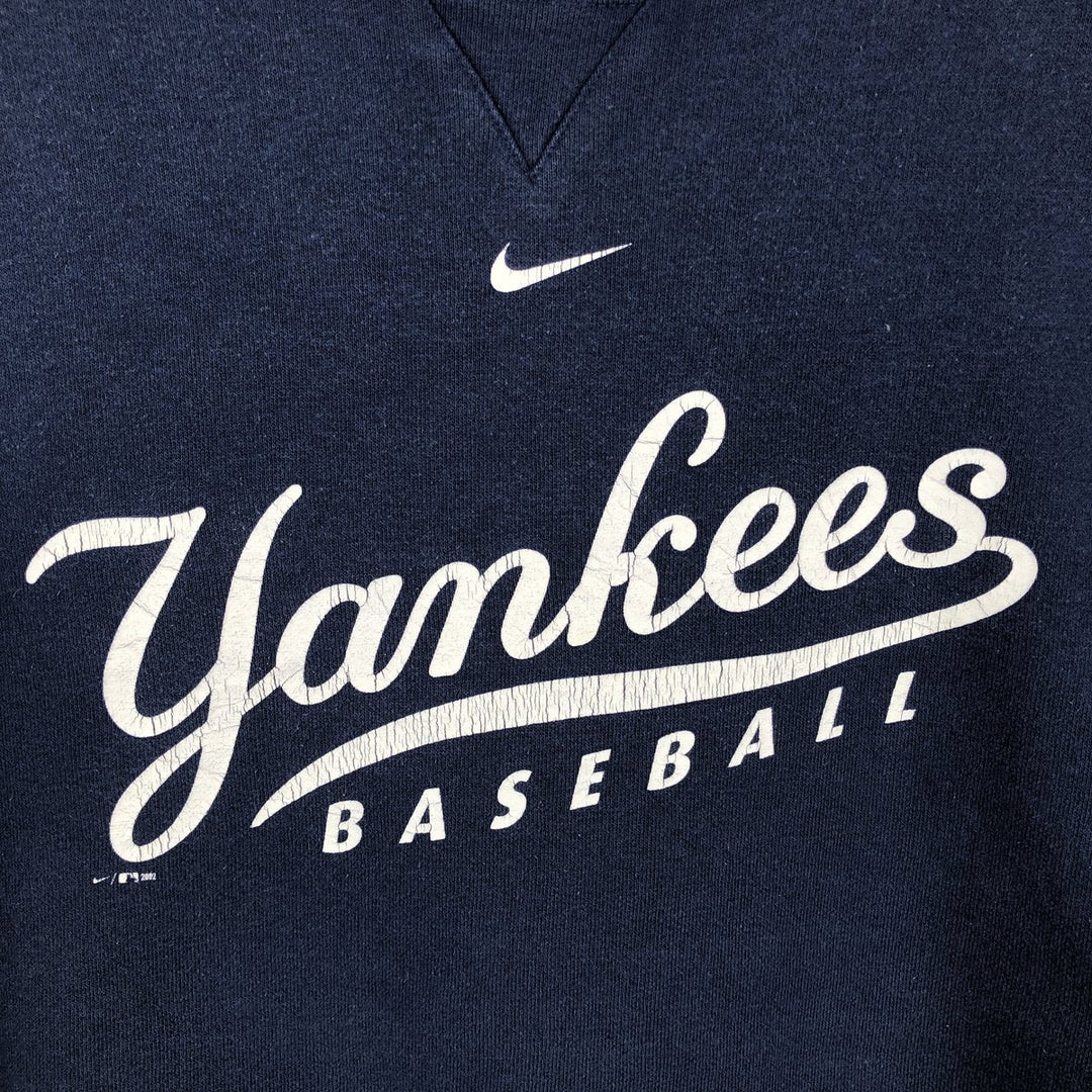 2000'S Nike TEAM MLB NEW YORK YANKEES New York Yankees Print Sweatshirt (Men's Size M) cotton navy blue type Vintage Second Hand