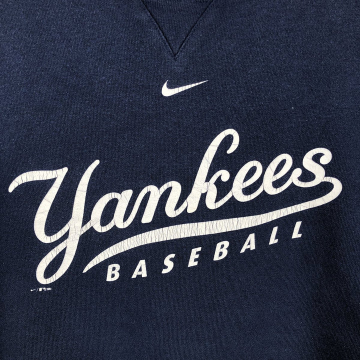 2000'S Nike TEAM MLB NEW YORK YANKEES New York Yankees Print Sweatshirt (Men's Size M) cotton navy blue type Vintage Second Hand