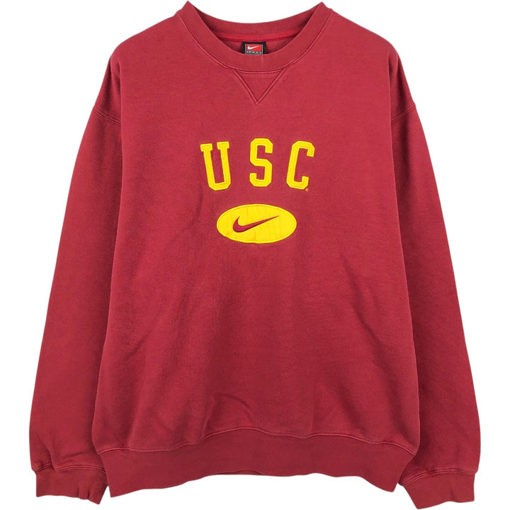 ~00'S Nike NIKE TEAM College Sweatshirt Trainer Men's M size cotton wine-red Vintage Second Hand